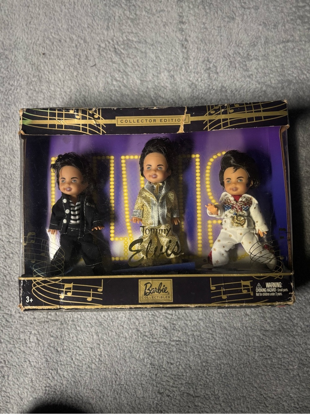 Mattel Mini Elvis Doll Box with Black and White Printed Label